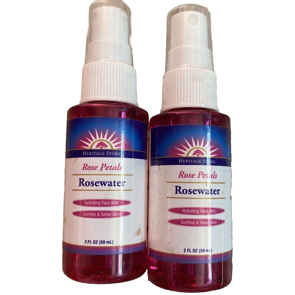 Heritage Store Rosewater Spray Hydrating Mist for Skin & Hair 2 oz Lot Of 2 New